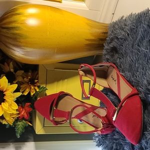 Qupid Red Pointed Toe Flats